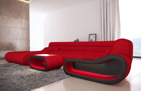 Mikrofaser Wohnlandschaft Cosmo mit Ottomane U-Form M – Bild 20