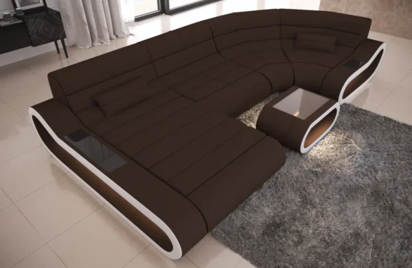Mikrofaser Wohnlandschaft Cosmo mit Ottomane U-Form M – Bild 5