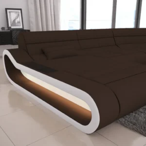 Mikrofaser Wohnlandschaft Cosmo mit Ottomane U-Form M