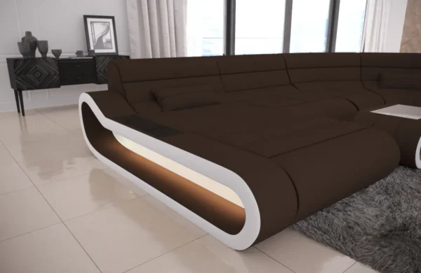 Mikrofaser Wohnlandschaft Cosmo mit Ottomane U-Form M – Bild 6