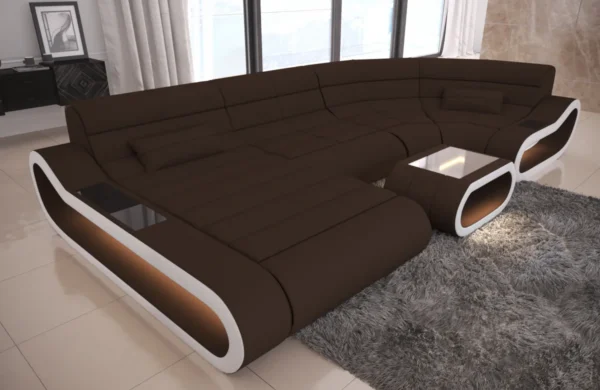 Mikrofaser Wohnlandschaft Cosmo mit Ottomane U-Form M – Bild 7