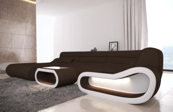 Mikrofaser Wohnlandschaft Cosmo mit Ottomane U-Form M – Bild 8