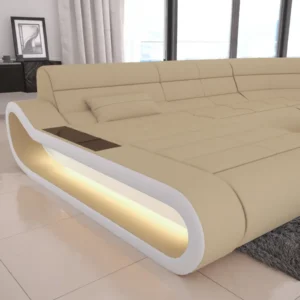 Mikrofaser Wohnlandschaft Cosmo mit Ottomane U-Form M