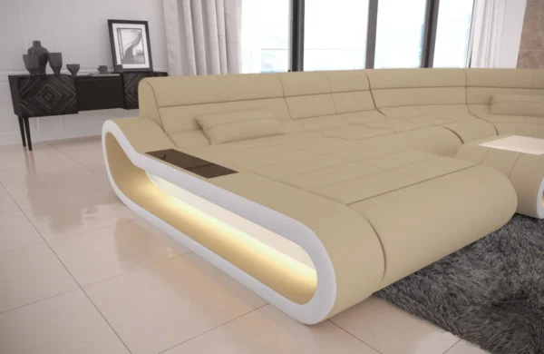 Mikrofaser Wohnlandschaft Cosmo mit Ottomane U-Form M – Bild 10