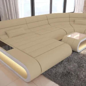 Mikrofaser Wohnlandschaft Cosmo mit Ottomane U-Form M