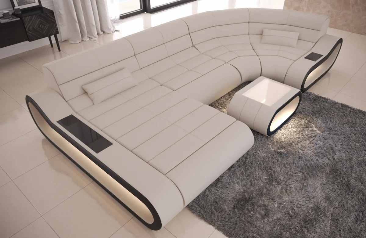 Mikrofaser Wohnlandschaft Cosmo mit Ottomane U-Form M