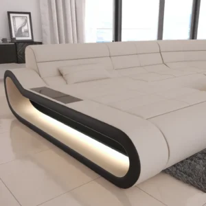 Mikrofaser Wohnlandschaft Cosmo mit Ottomane U-Form M