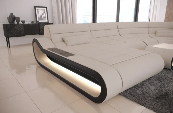 Mikrofaser Wohnlandschaft Cosmo mit Ottomane U-Form M – Bild 2