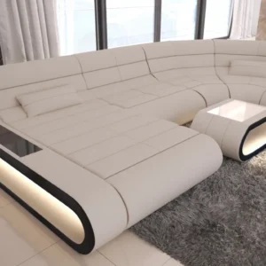 Mikrofaser Wohnlandschaft Cosmo mit Ottomane U-Form M