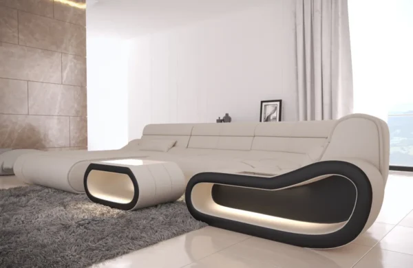 Mikrofaser Wohnlandschaft Cosmo mit Ottomane U-Form M – Bild 4