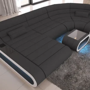 Mikrofaser Wohnlandschaft Cosmo mit Ottomane U-Form M