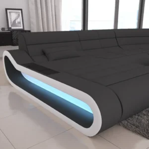 Mikrofaser Wohnlandschaft Cosmo mit Ottomane U-Form M