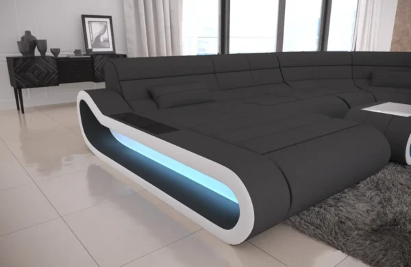 Mikrofaser Wohnlandschaft Cosmo mit Ottomane U-Form M – Bild 14