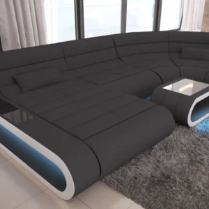 Mikrofaser Wohnlandschaft Cosmo mit Ottomane U-Form M