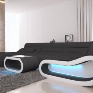 Mikrofaser Wohnlandschaft Cosmo mit Ottomane U-Form M