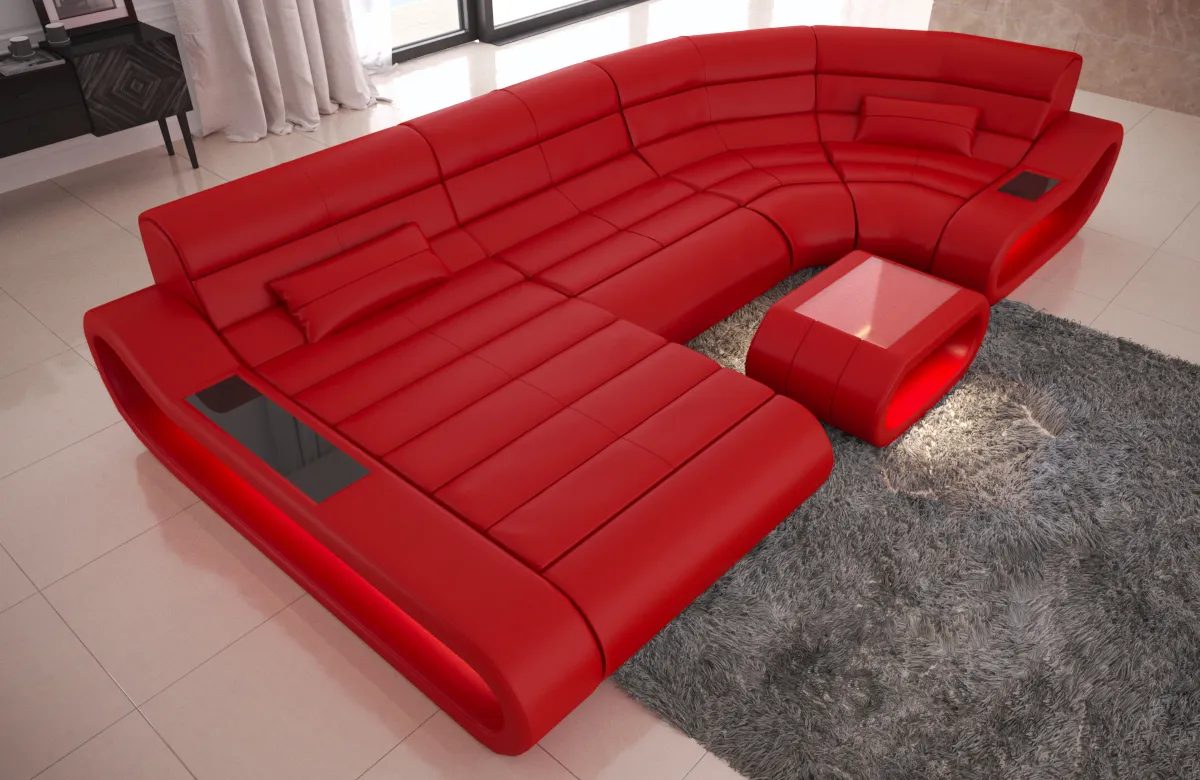 Büffelleder Wohnlandschaft Cosmo mit Ottomane U-Form M