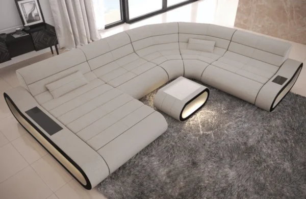 Webstoff Wohnlandschaft Cosmo mit Ottomane U-Form L – Bild 5