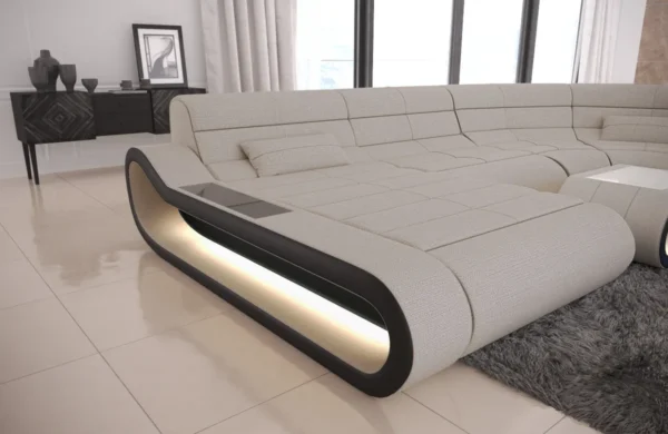 Webstoff Wohnlandschaft Cosmo mit Ottomane U-Form L – Bild 6