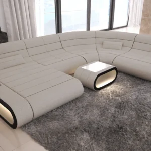 Webstoff Wohnlandschaft Cosmo mit Ottomane U-Form L