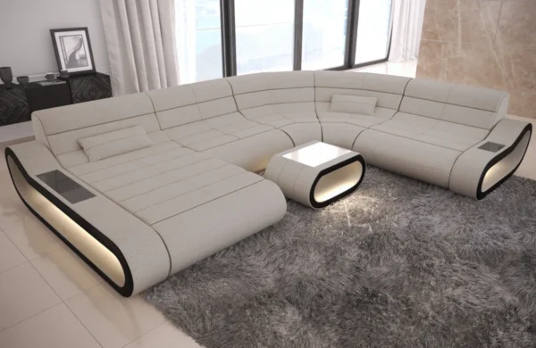 Webstoff Wohnlandschaft Cosmo mit Ottomane U-Form L – Bild 7