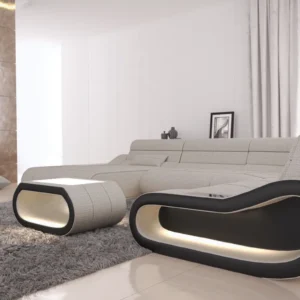 Webstoff Wohnlandschaft Cosmo mit Ottomane U-Form L