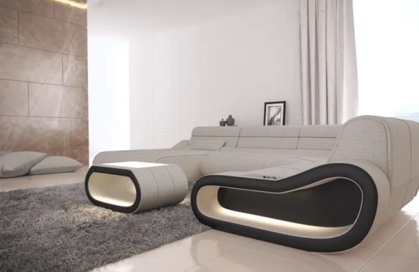 Webstoff Wohnlandschaft Cosmo mit Ottomane U-Form L – Bild 8