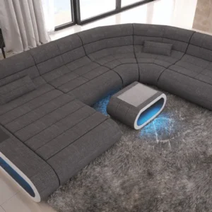 Webstoff Wohnlandschaft Cosmo mit Ottomane U-Form L