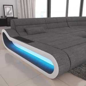 Webstoff Wohnlandschaft Cosmo mit Ottomane U-Form L