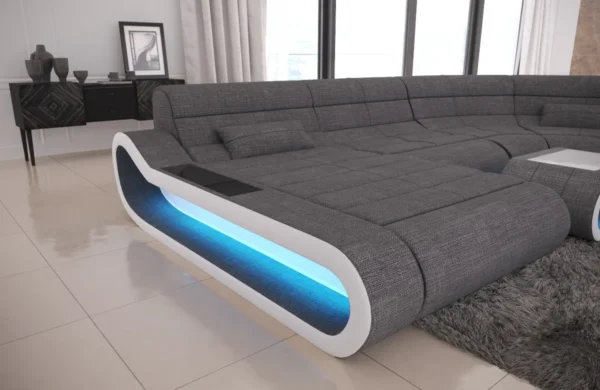 Webstoff Wohnlandschaft Cosmo mit Ottomane U-Form L – Bild 2