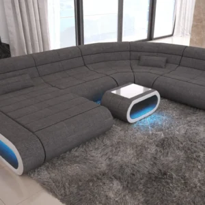 Webstoff Wohnlandschaft Cosmo mit Ottomane U-Form L