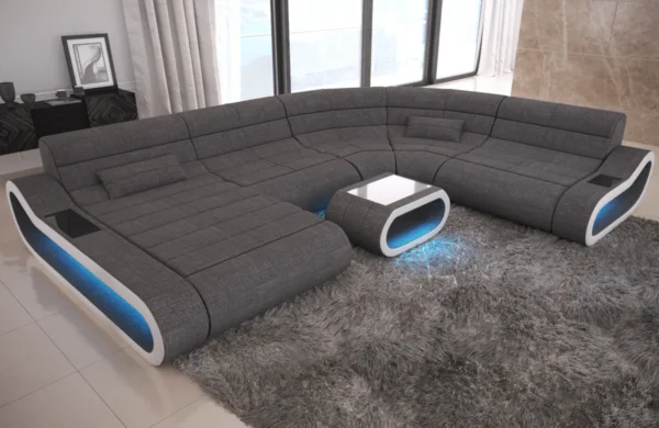 Webstoff Wohnlandschaft Cosmo mit Ottomane U-Form L – Bild 3