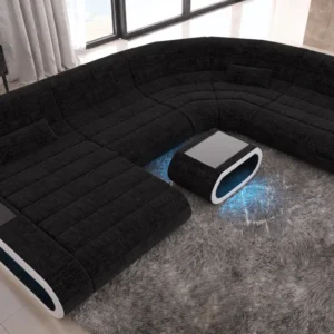 Webstoff Wohnlandschaft Cosmo mit Ottomane U-Form L