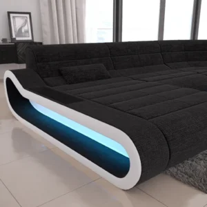 Webstoff Wohnlandschaft Cosmo mit Ottomane U-Form L