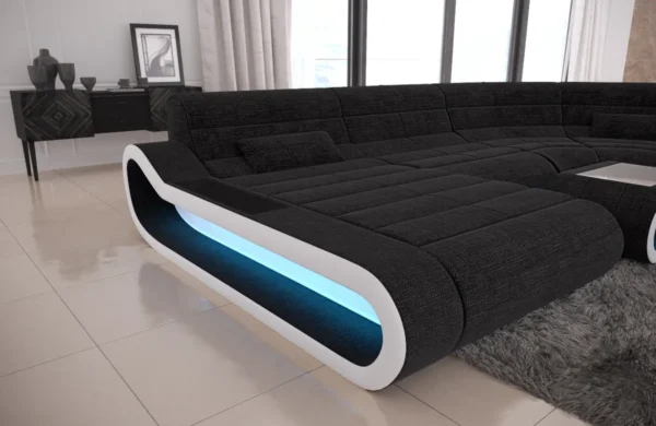 Webstoff Wohnlandschaft Cosmo mit Ottomane U-Form L – Bild 14