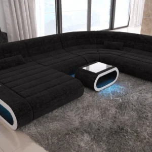 Webstoff Wohnlandschaft Cosmo mit Ottomane U-Form L