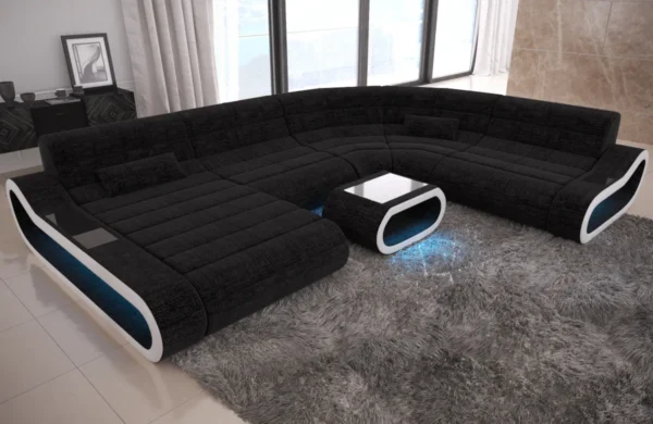 Webstoff Wohnlandschaft Cosmo mit Ottomane U-Form L – Bild 15