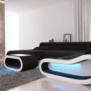 Webstoff Wohnlandschaft Cosmo mit Ottomane U-Form L