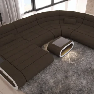 Webstoff Wohnlandschaft Cosmo mit Ottomane U-Form L