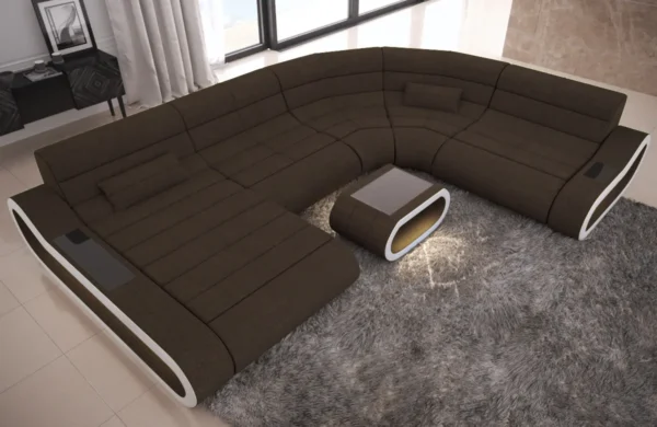 Webstoff Wohnlandschaft Cosmo mit Ottomane U-Form L – Bild 9