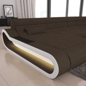 Webstoff Wohnlandschaft Cosmo mit Ottomane U-Form L