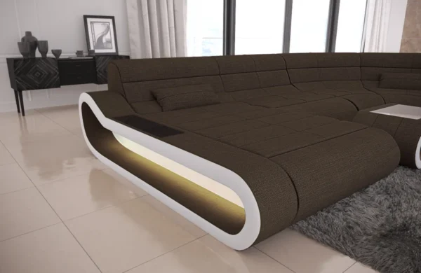 Webstoff Wohnlandschaft Cosmo mit Ottomane U-Form L – Bild 10