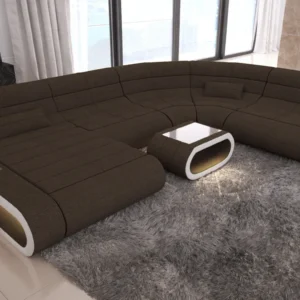 Webstoff Wohnlandschaft Cosmo mit Ottomane U-Form L
