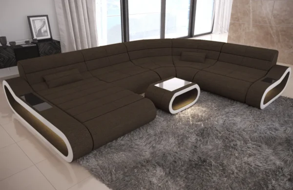 Webstoff Wohnlandschaft Cosmo mit Ottomane U-Form L – Bild 11
