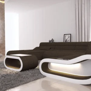Webstoff Wohnlandschaft Cosmo mit Ottomane U-Form L