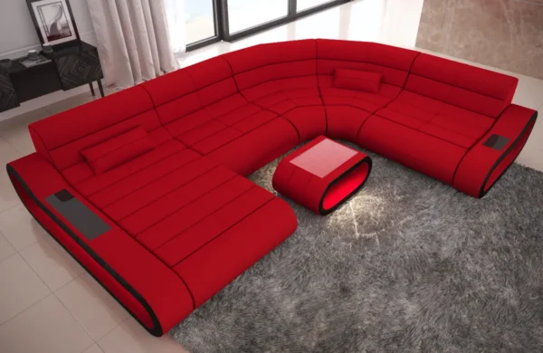 Mikrofaser Wohnlandschaft Cosmo mit Ottomane U-Form L – Bild 17