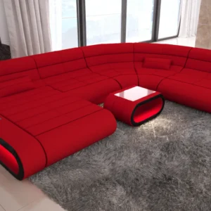Mikrofaser Wohnlandschaft Cosmo mit Ottomane U-Form L