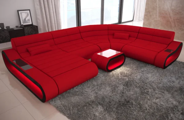 Mikrofaser Wohnlandschaft Cosmo mit Ottomane U-Form L – Bild 19