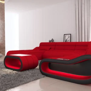 Mikrofaser Wohnlandschaft Cosmo mit Ottomane U-Form L