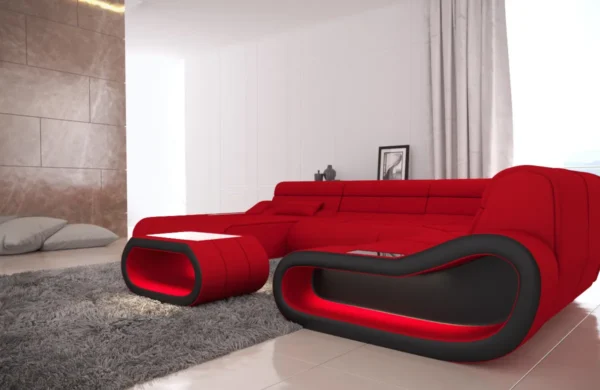 Mikrofaser Wohnlandschaft Cosmo mit Ottomane U-Form L – Bild 20