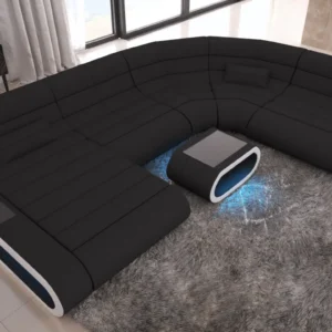 Mikrofaser Wohnlandschaft Cosmo mit Ottomane U-Form L